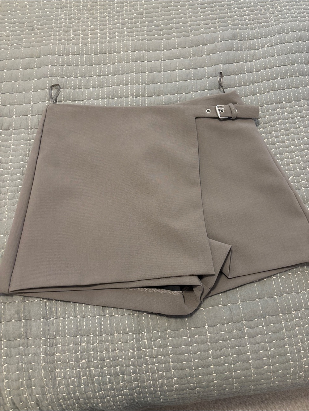Zara Neutral Wrap Skort with Silver Buckle